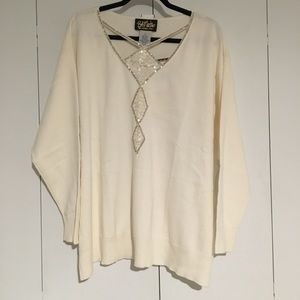 NWT Bob Mackie Wearable Art Sparkle Sweater 1X